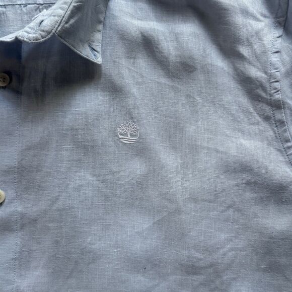 Timberland Long Sleeve Button Down Shirt Mens Size 3XL Light Blue 100% Linen - Picture 2 of 11